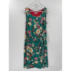 Robbie Bee Dress Womens Petite Medium Multicolor Floral Sleeveless Side Knot Tie